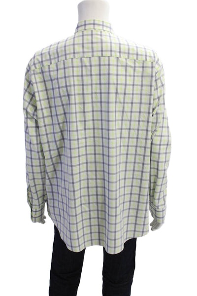 Peter Millar Striped Button-Down Shirt Green Size 2XL
