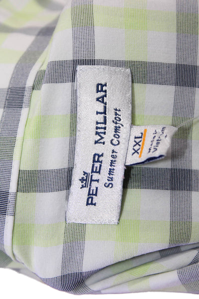 Peter Millar Striped Button-Down Shirt Green Size 2XL