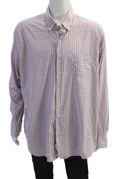 Peter Millar Mens Button-Front Shirt Red Size 2XL