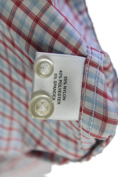 Peter Millar Mens Button-Front Shirt Red Size 2XL
