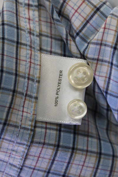 Peter Millar Mens Plaid Button-Front Shirt Blue Size 2XL