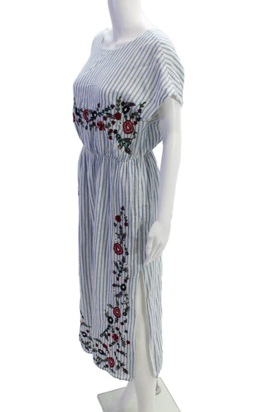 Trf Collection Zara Womens Striped Floral Embroidered Sleeveless Dress Size S