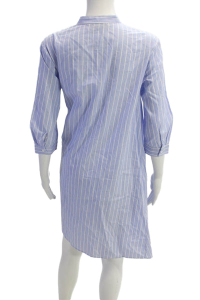 Zara Womens Cotton Striped Tie Front Buttoned Shirt Dress Blue Size Small