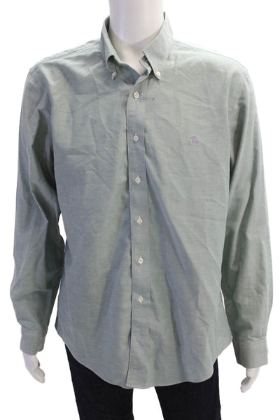 Brooks Brothers Mens Cotton Long Sleeve Button Down Shirt Green Size L