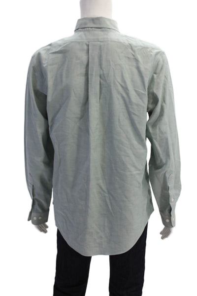 Brooks Brothers Mens Cotton Long Sleeve Button Down Shirt Green Size L