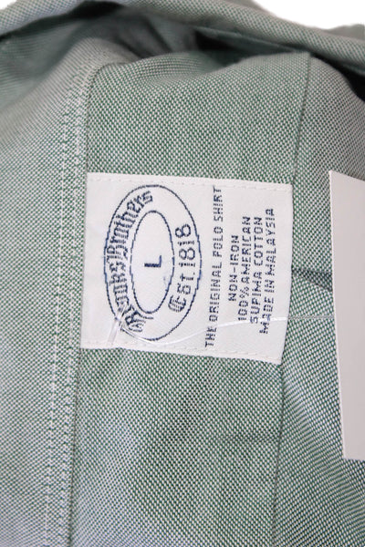 Brooks Brothers Mens Cotton Long Sleeve Button Down Shirt Green Size L