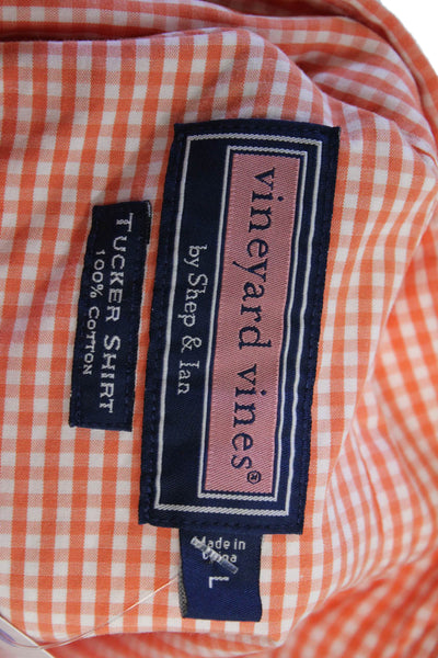 Vineyard Vines Mens Cotton Long Sleeve Button Plaid Shirt Red Size L
