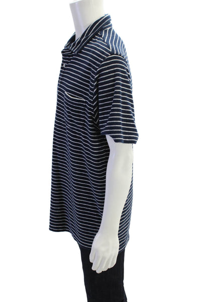 Vineyard Vines Mens Cotton Short Sleeve V-neck Stripe Shirt Navy Size L