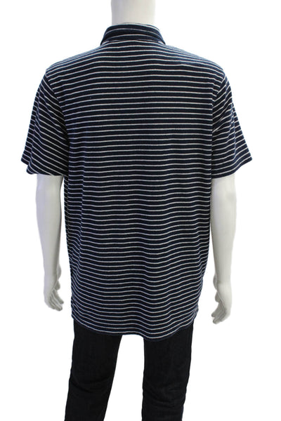 Vineyard Vines Mens Cotton Short Sleeve V-neck Stripe Shirt Navy Size L