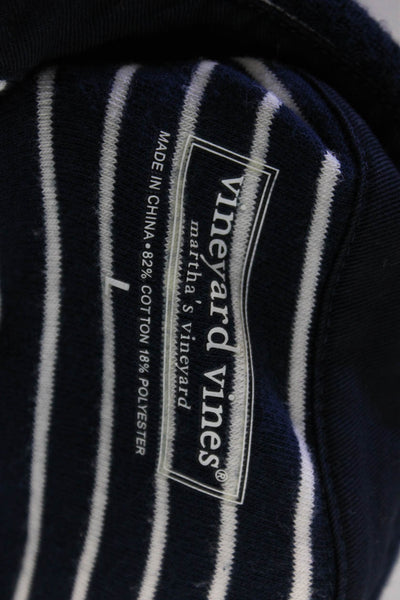 Vineyard Vines Mens Cotton Short Sleeve V-neck Stripe Shirt Navy Size L
