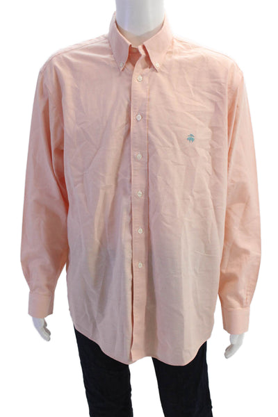 Brooks Brothers Mens Cotton Long Sleeve Button Up Shirt Pink Size L