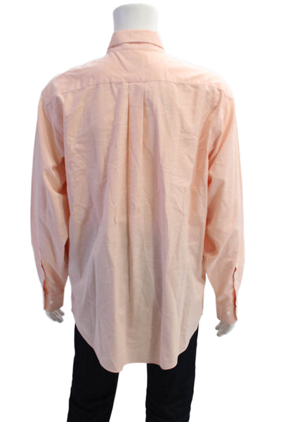 Brooks Brothers Mens Cotton Long Sleeve Button Up Shirt Pink Size L