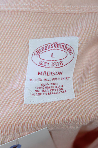 Brooks Brothers Mens Cotton Long Sleeve Button Up Shirt Pink Size L