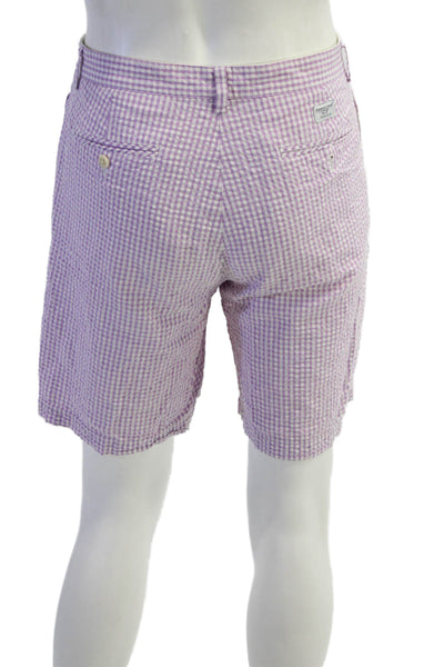 Vineyard Vines Mens Cotton Zip Button Plaid Printed Shorts Purple Size EUR 34