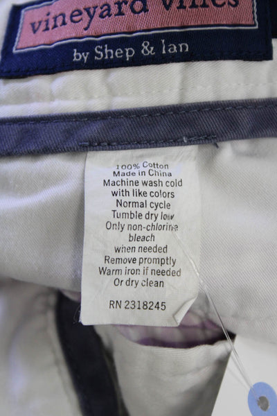 Vineyard Vines Mens Cotton Zip Button Plaid Printed Shorts Purple Size EUR 34