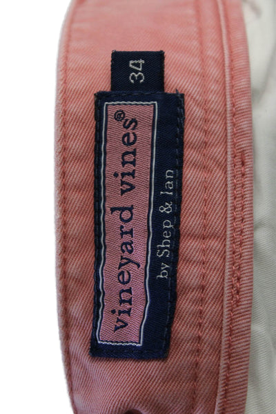 Vineyard Vines Mens Textured Zip Button Casual Shorts Pink Size EUR 34