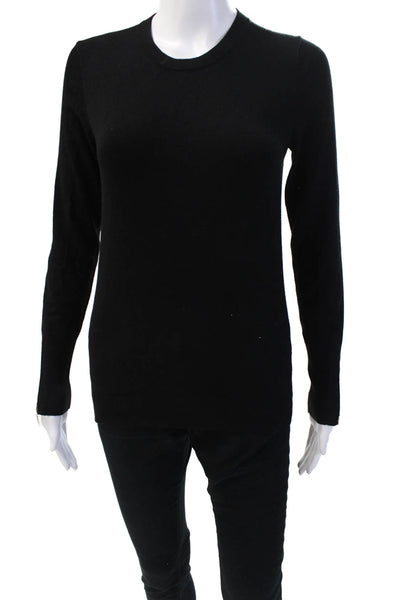 Zara Womens Crew Neck Long Sleeve Zippered Detail Casual Top Black Size S