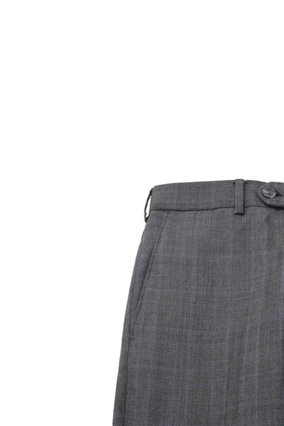 Coppley Mens Zipper Fly Pleated Plaid Straight Leg Dress Pants Gray Size 29