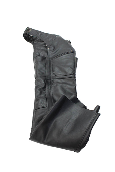 Matagear Inc Mens Leather Zip Up Buckled Chaps Black Size XL