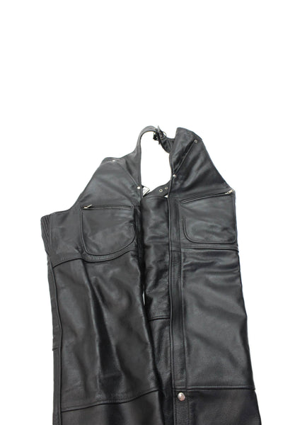 Matagear Inc Mens Leather Zip Up Buckled Chaps Black Size XL