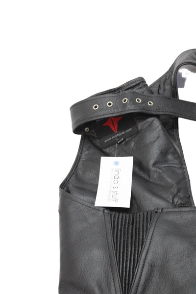 Matagear Inc Mens Leather Zip Up Buckled Chaps Black Size XL