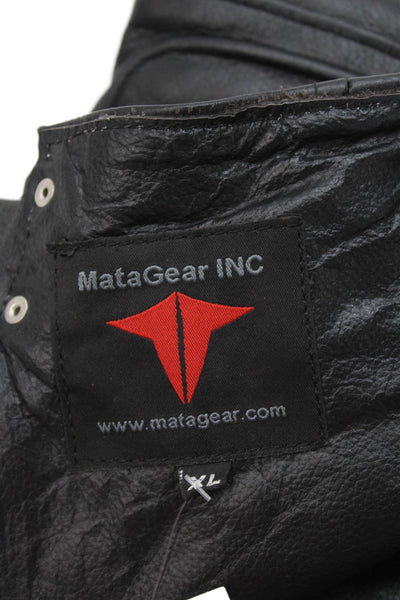 Matagear Inc Mens Leather Zip Up Buckled Chaps Black Size XL