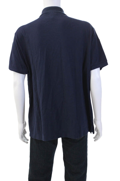 Lacoste Mens Short Sleeve Collared Logo Knit Polo Shirt Navy Cotton Size 3XL