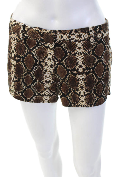 BCBG Max Azria Womens Snakeskin Print Phillipa Shorts Brown Black Size Small