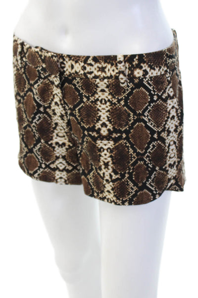BCBG Max Azria Womens Snakeskin Print Phillipa Shorts Brown Black Size Small