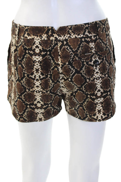 BCBG Max Azria Womens Snakeskin Print Phillipa Shorts Brown Black Size Small