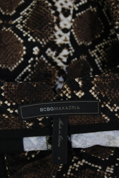 BCBG Max Azria Womens Snakeskin Print Phillipa Shorts Brown Black Size Small