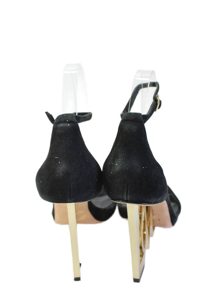Aminah Abdul Jallil Womens Sculpted Heels Ankle Strap Shoes Black Size 8M