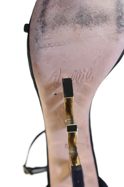Aminah Abdul Jallil Womens Sculpted Heels Ankle Strap Shoes Black Size 8M