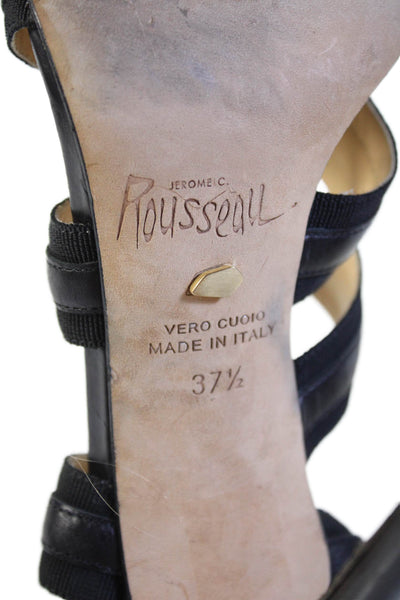 Rousseau Womens Leather Buckle Ankle Strap High Heels Shoes Black Size 7.5