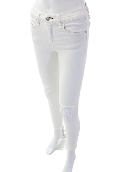 Rag & Bone Women's Distress Five Pocket Skinny Jean Pants White Size 27