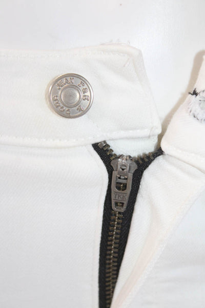 Rag & Bone Women's Distress Five Pocket Skinny Jean Pants White Size 27