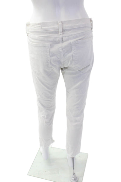 Rag & Bone Women's Midrise Distress Five Pocket Skinny Jean Pants White Size 28