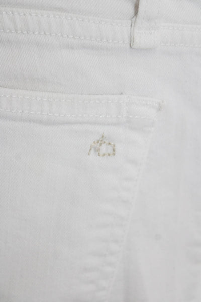 Rag & Bone Women's Midrise Distress Five Pocket Skinny Jean Pants White Size 28