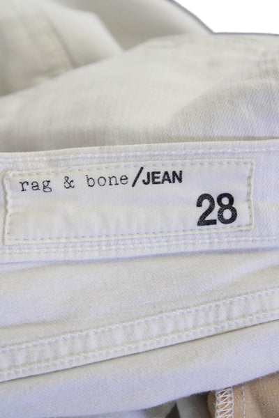 Rag & Bone Women's Midrise Distress Five Pocket Skinny Jean Pants White Size 28