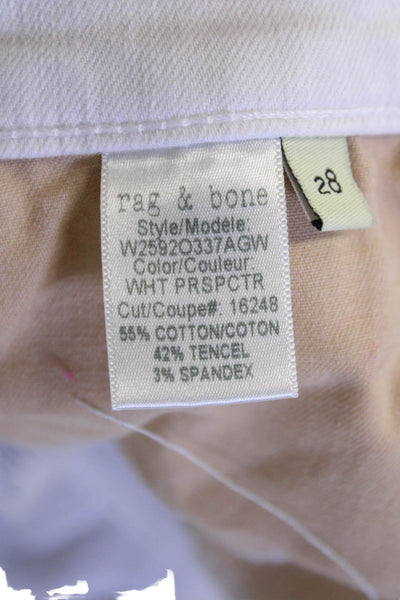 Rag & Bone Women's Midrise Distress Five Pocket Skinny Jean Pants White Size 28