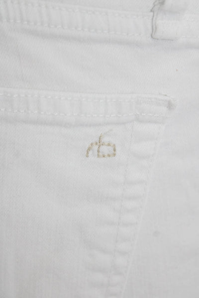 Rag & Bone Women's Five Pocket Distress Straight Leg Jean Pants White Size 27
