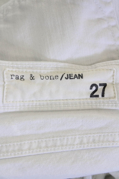 Rag & Bone Women's Five Pocket Distress Straight Leg Jean Pants White Size 27