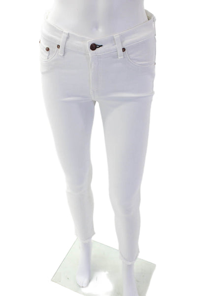 Rag & Bone Jean Women's Mid-rise Button Closure Skinny Denim Pants White Size 28