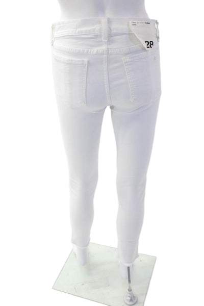 Rag & Bone Jean Women's Mid-rise Button Closure Skinny Denim Pants White Size 28