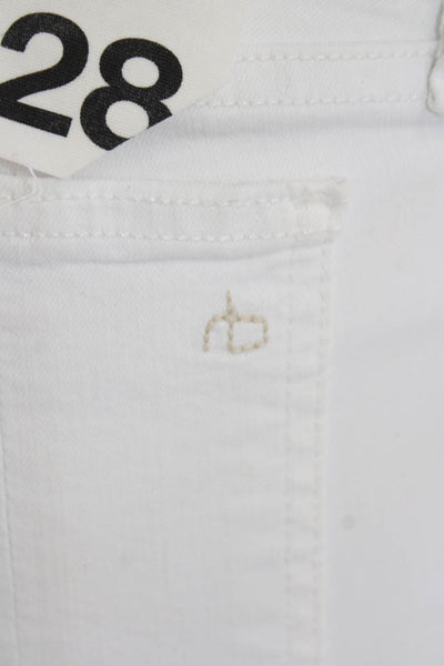 Rag & Bone Jean Women's Mid-rise Button Closure Skinny Denim Pants White Size 28