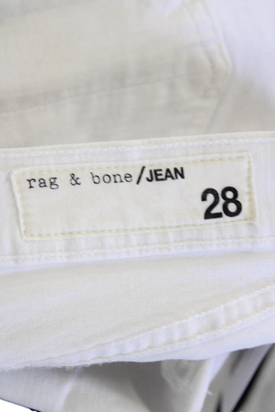 Rag & Bone Jean Women's Mid-rise Button Closure Skinny Denim Pants White Size 28