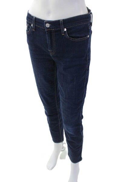 7 For All Mankind Women's Midrise Straight Leg Dark Wash Denim Pants Size 28