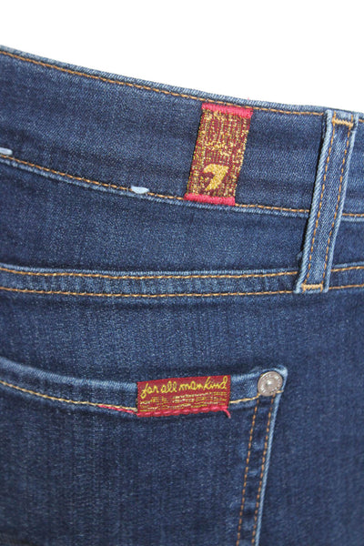7 For All Mankind Women's Midrise Straight Leg Dark Wash Denim Pants Size 28