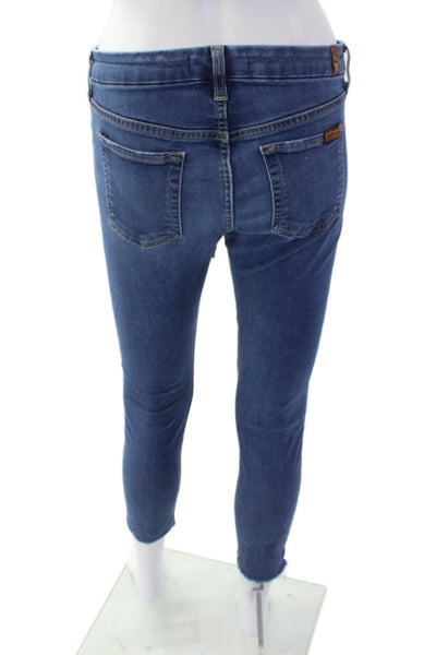7 For All Mankind Women's Distress Medium Wash Skinny Denim Pants Size 26
