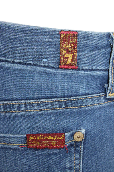 7 For All Mankind Women's Distress Medium Wash Skinny Denim Pants Size 26